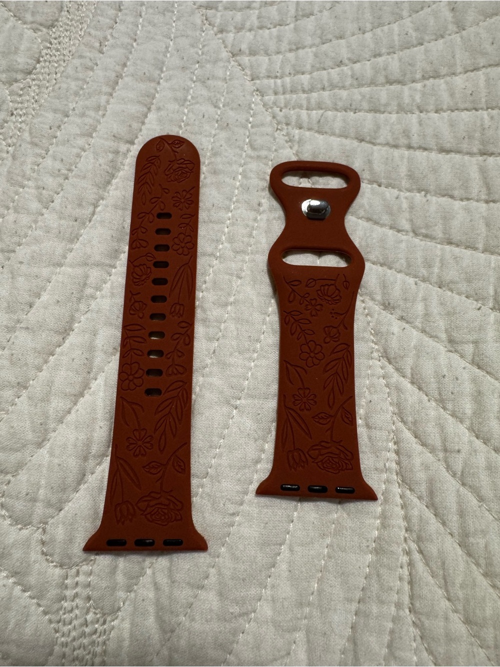 Silicone Floral Apple Watch Band - Brown